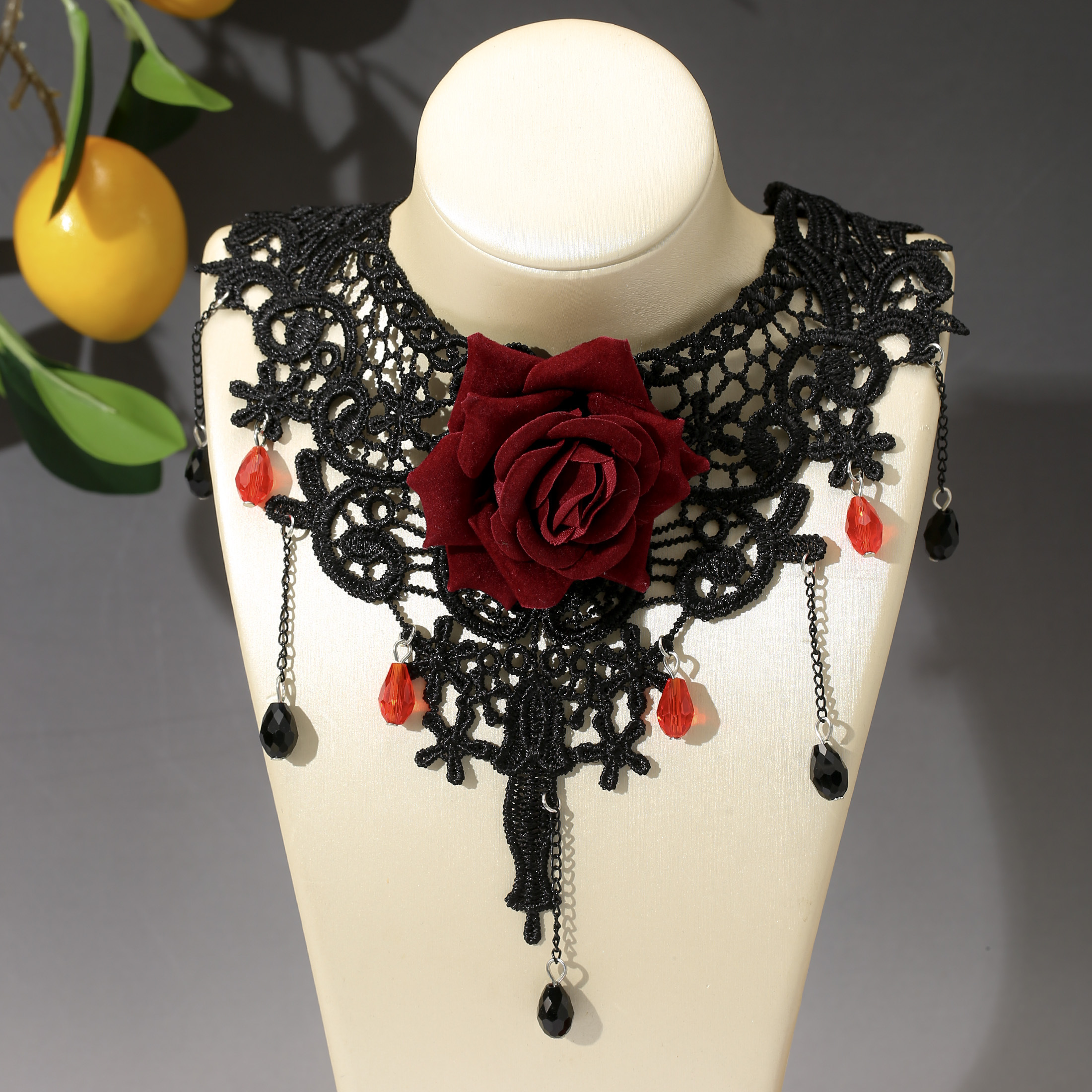 2pc Vintage Rose Fringe Tassel Necklace Set